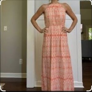 ANTONIO MELANI Coral Patterned Maxi Dress